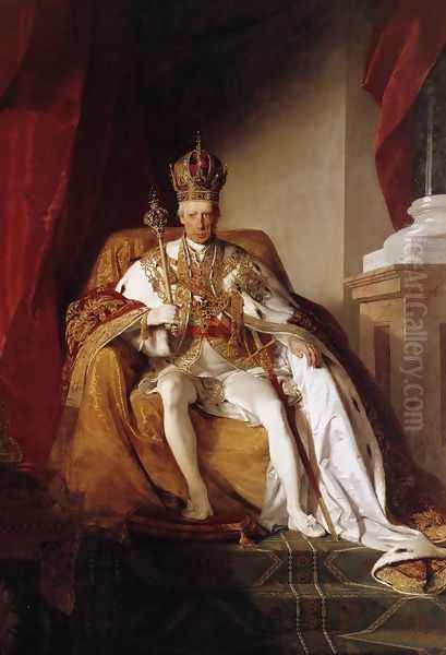 Emperor Franz I Of Austria In His Coronation Robes 1832 Oil Painting by Friedrich Ritter von Amerling