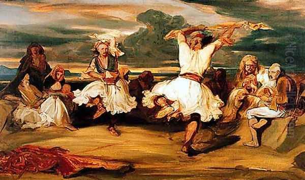 Albanian Dancers Oil Painting by Alexandre Gabriel Decamps