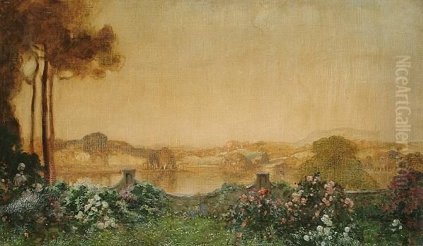 Lake District View In Cumberland Oil Painting by Thomas E. Mostyn