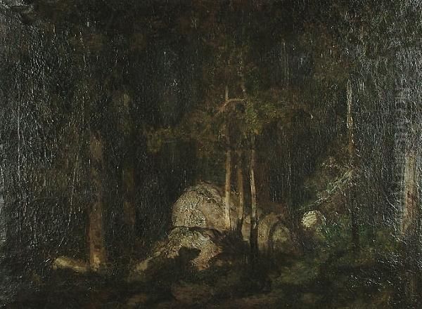 The Forest At Night Oil Painting by Thomas E. Mostyn