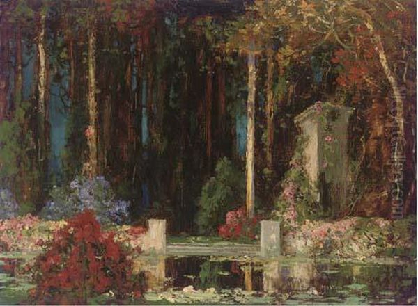 The Garden Lake Oil Painting by Thomas E. Mostyn