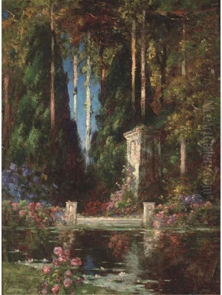 The Garden Lake Oil Painting by Thomas E. Mostyn