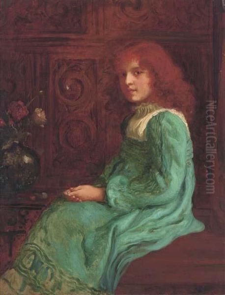 Portrait Of A Seated Girl Oil Painting by Thomas E. Mostyn