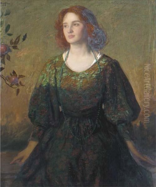 Portrait Of A Lady Oil Painting by Thomas E. Mostyn