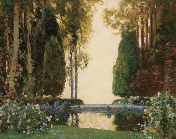 Enchanted Garden Oil Painting by Thomas E. Mostyn