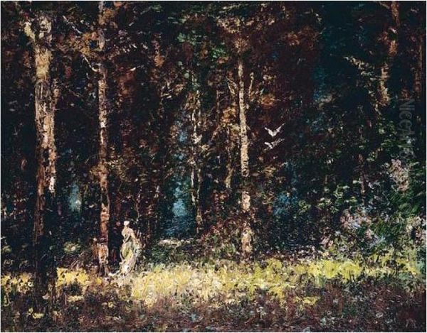 Wooded Landscape Oil Painting by Thomas E. Mostyn