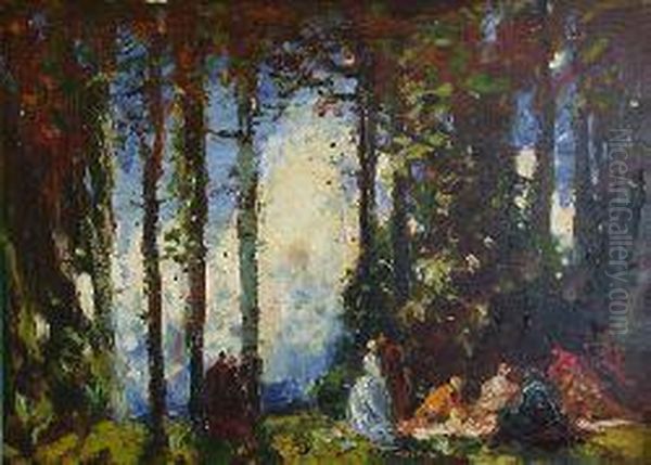 The Picnic Oil Painting by Thomas E. Mostyn