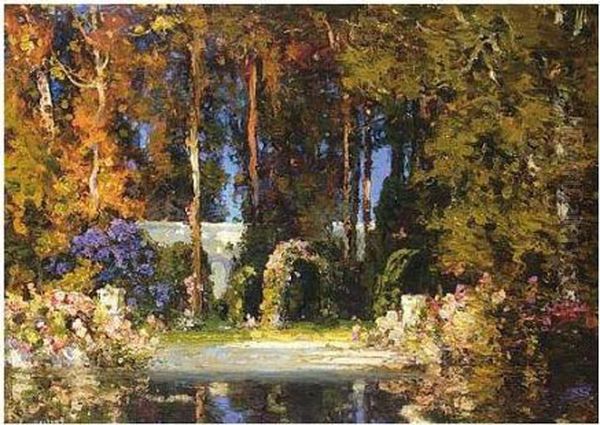 Luxuriant Garden Oil Painting by Thomas E. Mostyn