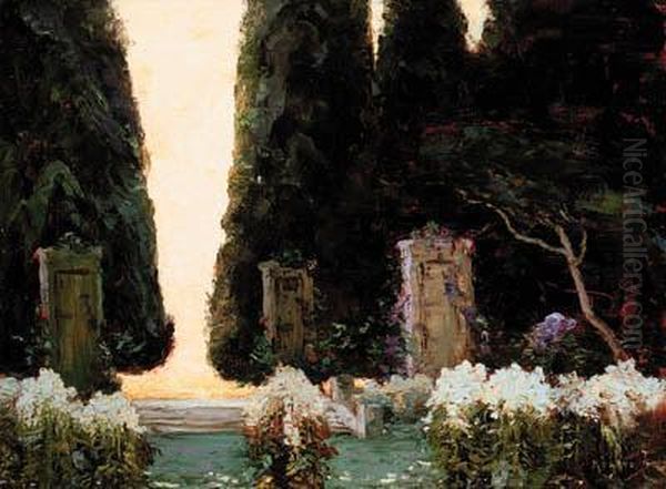 Garden Of The Lilacs Oil Painting by Thomas E. Mostyn