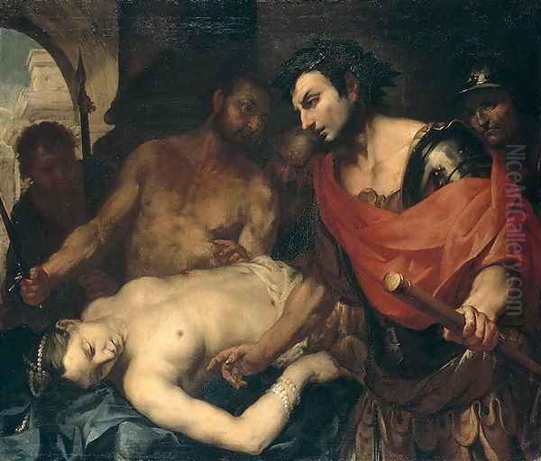 Nero (37-68 AD) with the Corpse of his Mother Agrippina (15-59 AD) Oil Painting by Antonio Zanchi