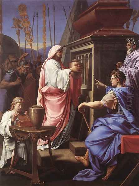 Caligula Depositing the Ashes of his Mother and Brother in the Tomb of his Ancestors 1647 Oil Painting by Eustache Le Sueur