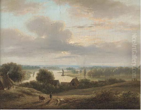 On The River Forth, Sterling Oil Painting by Alexander Nasmyth