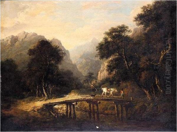 Crossing The Bridge Oil Painting by Alexander Nasmyth