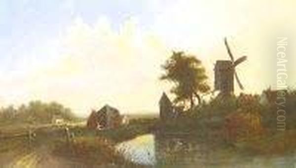 Windmill By The River Oil Painting by Patrick, Peter Nasmyth