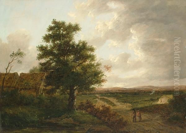 Figures On A Country Lane. Oil Painting by Patrick, Peter Nasmyth