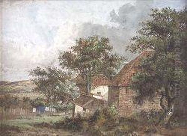 Farm Buildings By Trees Oil Painting by Patrick, Peter Nasmyth