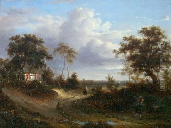 Figures In A Landscape Oil Painting by Patrick, Peter Nasmyth