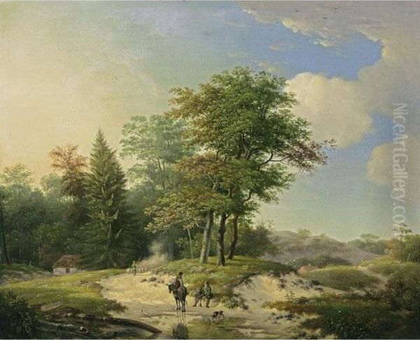 Figures In A Summer Landscape Oil Painting by Patrick, Peter Nasmyth