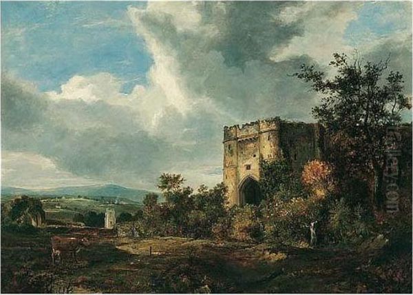 A View Of Carisbrook Castle, Isle Of Wight Oil Painting by Patrick, Peter Nasmyth