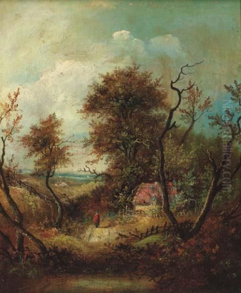 A Figure On A Wooded Track Oil Painting by Patrick, Peter Nasmyth