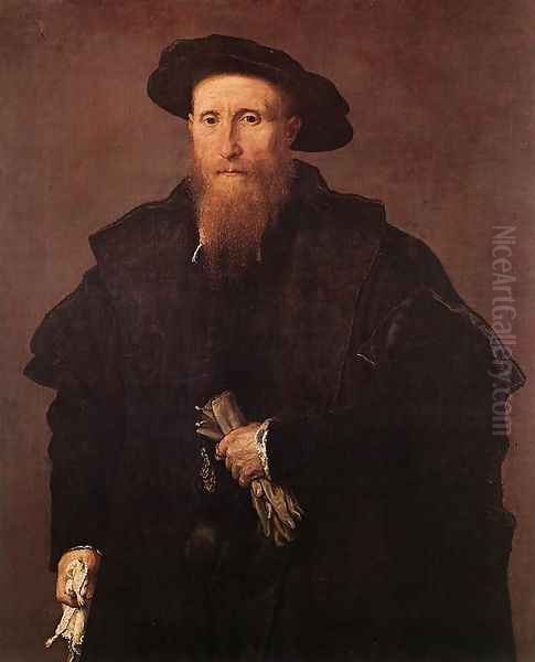 Gentleman with Gloves c. 1543 Oil Painting by Lorenzo Lotto