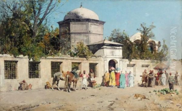 Outside The Palace Oil Painting by Alberto Pasini