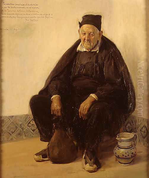 El tio Jose de Villar del Arzobispo (Uncle Jose de Villar del Arzobispo) Oil Painting by Jose Benlliure Y Gil