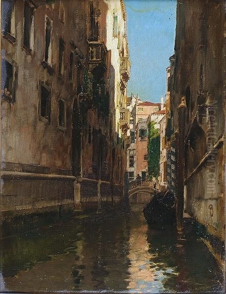 Venice, A Side Canal Oil Painting by Alberto Pasini