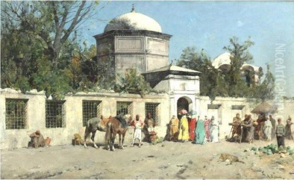 Outside The Palace Oil Painting by Alberto Pasini