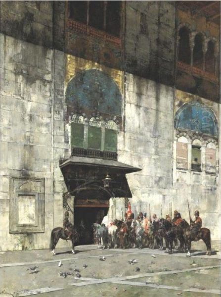 The Pasha's Escort Oil Painting by Alberto Pasini