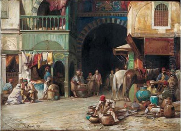 L'entree Du Marche A Istanbul Oil Painting by Alberto Pasini