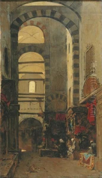 A Quiet Afternoon At The Bazar Oil Painting by Alberto Pasini