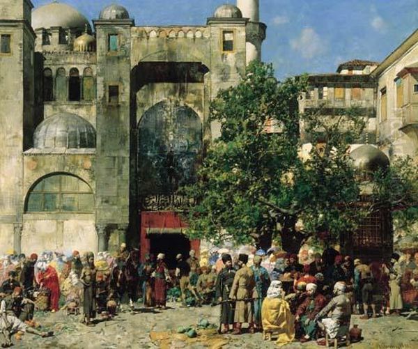 Mercato In Oriente Oil Painting by Alberto Pasini