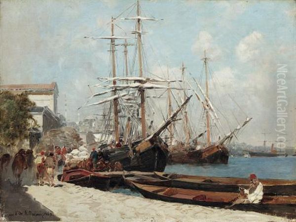 Il Corno D'oro - Riva Del Porto Oil Painting by Alberto Pasini