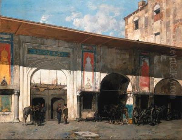 Caserne A Istanbul Oil Painting by Alberto Pasini