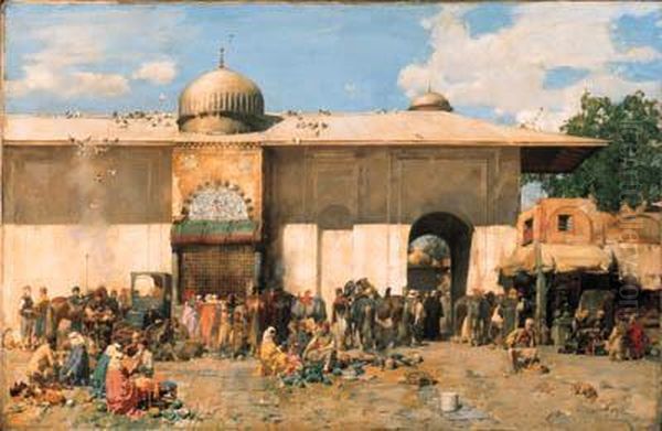 Mercato Orientale Oil Painting by Alberto Pasini