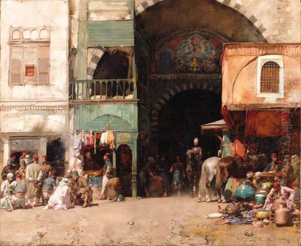 The Bazaar Oil Painting by Alberto Pasini