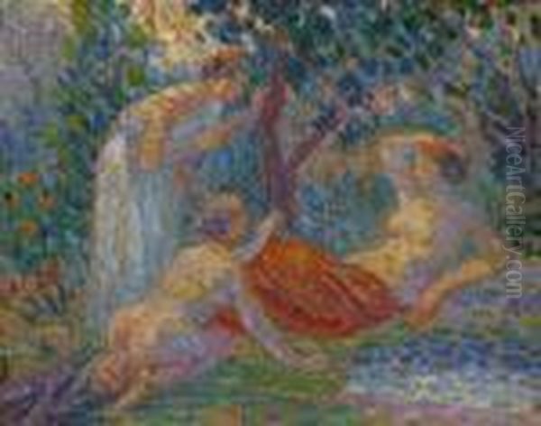 Trois Femmes Sous Un Arbre Oil Painting by Hippolyte Petitjean