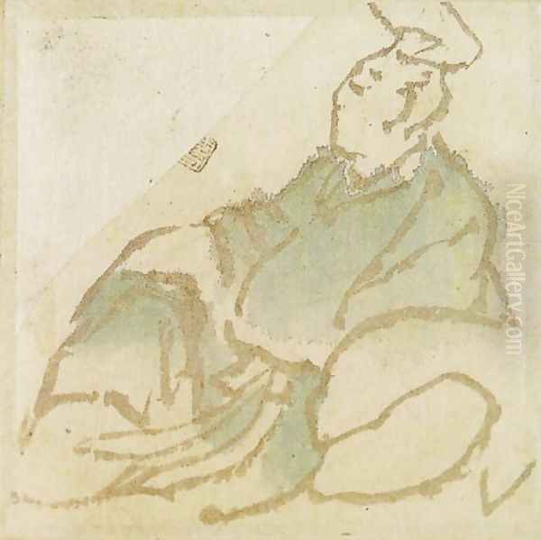 Seated Nobleman Oil Painting by Katsushika Hokusai