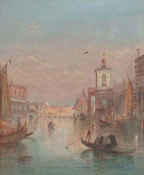 The Dogana, Venice Oil Painting by Alfred Pollentine