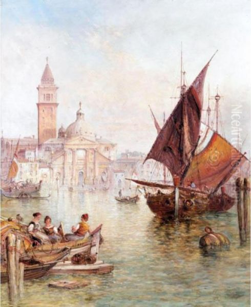 View Of San Giorgio Maggiore, Venice Oil Painting by Alfred Pollentine