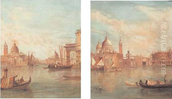 Santa Maria Della Salute Venezia - San Giorgio Maggiore Venezia Oil Painting by Alfred Pollentine