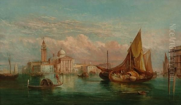 Boats Off San Giorgio Maggiore Oil Painting by Alfred Pollentine