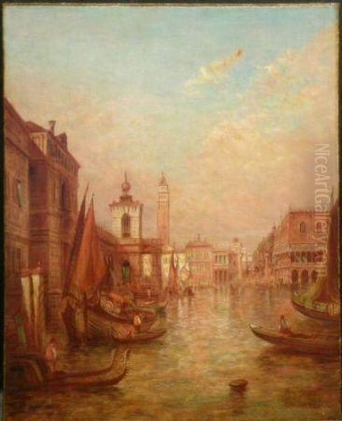 The Grand Canal Of Venice At Sunset Oil Painting by Alfred Pollentine