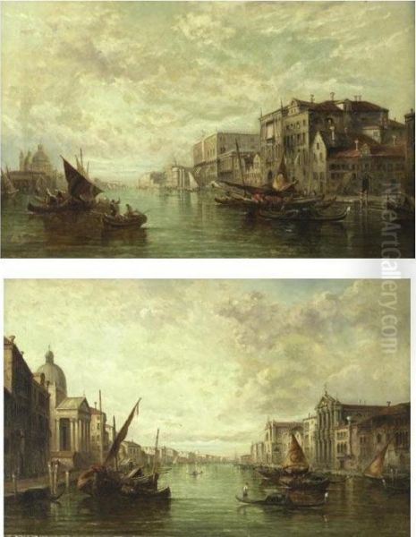 Views Of Venice: A Pair Oil Painting by Alfred Pollentine