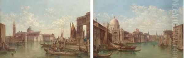 The Grand Canal, Venice; And S. Georgio Maggiore, Venice Oil Painting by Alfred Pollentine