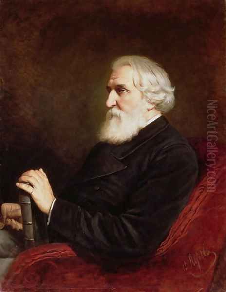 Portrait of Ivan Sergeevich Turgenev (1818-83) 1872 Oil Painting by Vasily Perov