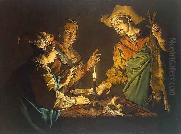 Esau and Jacob 1640-1650 Oil Painting by Matthias Stomer