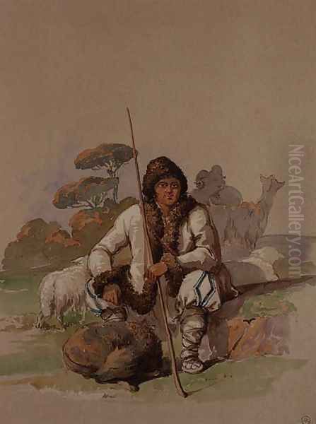 Shepherd, c.1855 Oil Painting by Amadeo Preziosi