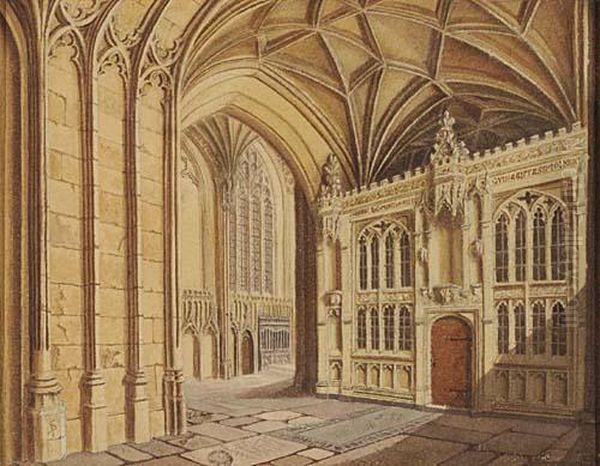 View Of A Church Interior Oil Painting by Samuel Prout